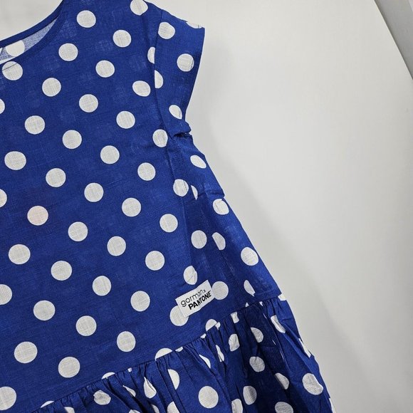 GORMAN X Pantone Dress Blue White Polka Dot Spot Cap Sleeve Mini NWT Size 8 - Picture 3 of 8